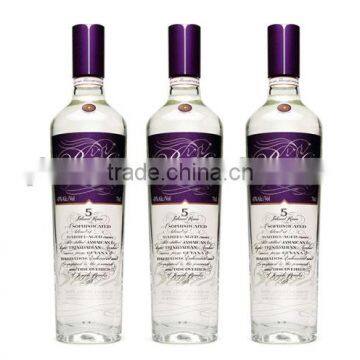 700ml flint glass wine bottle with label