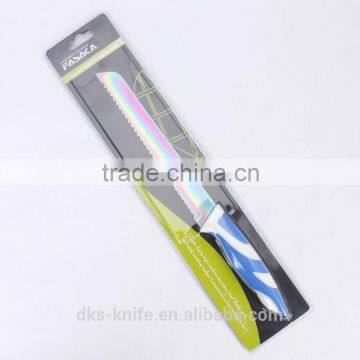 TC1301BDB New Designed with Double Blister Packing Titanium Color Coating 8 inch Bread Colored Kitchen Knife