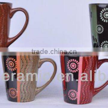 Stoneware reactive glazed V mugs 11oz