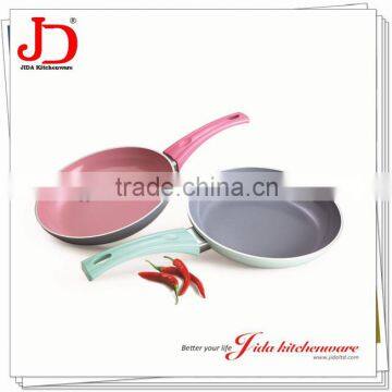 FORGED ALUMINUM FRY PAN WIH INDUCTION BOTTOM AND SOFT TOUCH HANDLE