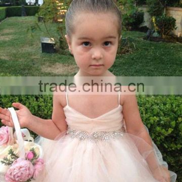 (MY2686) MARRY YOU 2016 Children Wedding Dress Spaghetti Strap Champange Tulle Baby Flower Girl Dresses Patterns