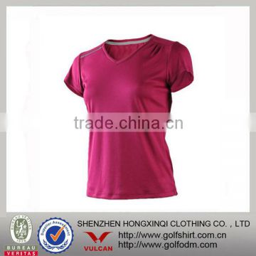 Polyester womens O neck t-shirt