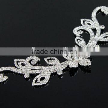 Crystal and Rhinestone Beaded Applique Bridal Belt Wedding Sash Applique