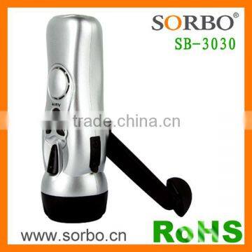 2016 Fashion Newest Style Unique Design Super Bright White LED Solar Flashlight With Hand Crank photo-3