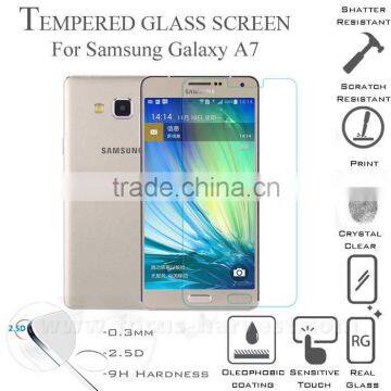 2015 Hot Sell 0.3mm 2.5D 9H Hardness Mobile Tempered Glass Screen Protector For Samsung A7 photo-2