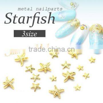 2016 most popular summer sea series metal nail parts, gold silver starfish 3D nail art decoration