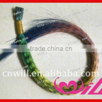 rainbow color ombre hair extension color synthetic hair feathers wholesale