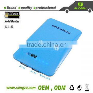 factory dual USB rechargeable real 6500mah universal power bank charger with touch screen technology