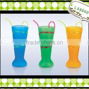 Plastic cup with straw PPstraw cup LX-880074