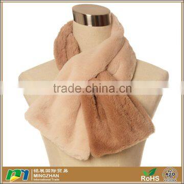 Trendy Warm Ultra Plush Bi-color Fake Rabbit Fur Scarf