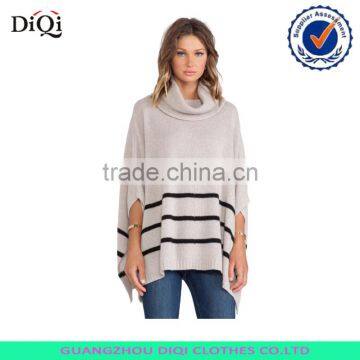 Ladies striped turtleneck pullover sweater