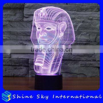 Creative Vision 3D Egyptian Pharaoh Shaped LED 7 Colors Flashing Touch Control Acrylic Night Light