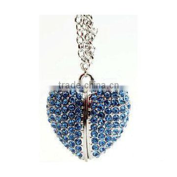 High Quality 8gb Heart Crystal Jewelry USB Flash Memory Drive Necklace,16gb usb flash drive