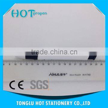 Long Clip White Barrel Click Ball Pen With Colored Soft Grip
