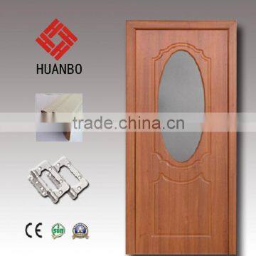2015 Simple design mdf pvc wood interior door with different glass