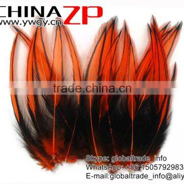 ZPDECOR Feather Bulk Sale Cheap Dyed Orange Laced Pointy Chicken Cape Feathers photo-3