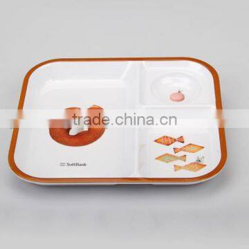 3 sections melamine kids tray