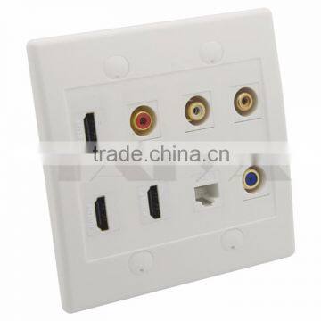 3 X HDMI 3 X RCA AV RJ45 F head TV wall plate Support Customization