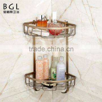 Wall Mounted Bathroom Sanitary Fittings Antique Bronze Brass Hanging Storage Basket photo-2