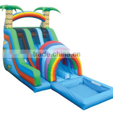 Rental for kids inflatable wet slide/Water slide double lane inflatable slider with pool