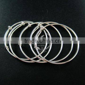 50mm diameter silver plated brass simple wiring bracelet for beading 1900100