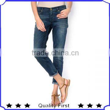 Fashion denim jeans with stone washing and mustaches SHK179 lady jeans