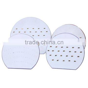 Round jewelry display of gold hook and hole