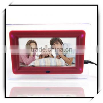 Hotsale High Quality 7 Inch Rectangle Digital Photo Frame With Lighting Edge Pink