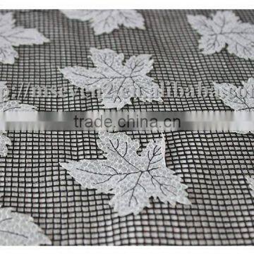 2016 Most Fancy Design Silver Maple Leaf Shape Laser PU Embroidery Lace Fabric photo-5