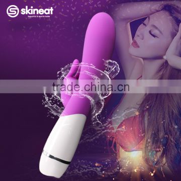 skineat new technology 10 speeds silicone heating dual vibration stick didlo sexy toys for women