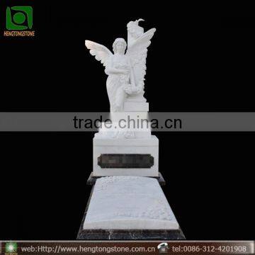 Hand Carved White Marble Angel Engraving Tombstone