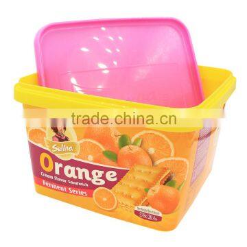 2.7L IML Biscuit Plastic Container With Lid,Square PP Biscuit Box,IML Food Container. photo-2