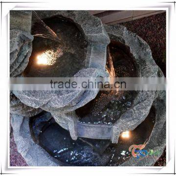 Fiberglass Four-Level Rock Stone Waterfall Patio Fountain photo-4