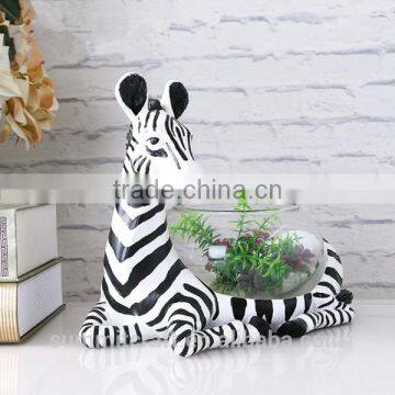 Decorative fancy resin zebra shaped round fish tank