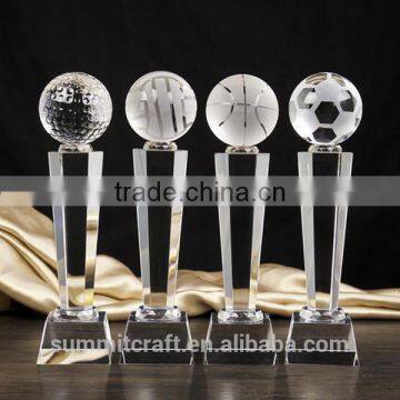 High Quality Fantasy Football Soccer Clear Crystal Trophies