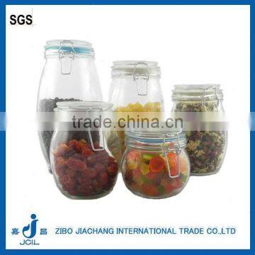 Glass Storage airtight glass jar locking lid for food