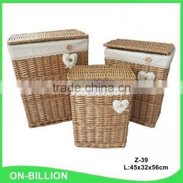 Handicraft rectangular vintage laundry basket with lid