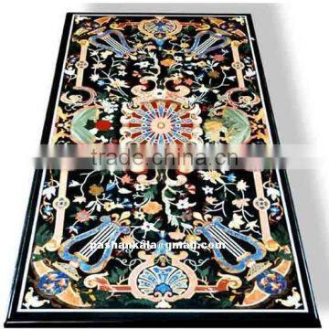 Exporter Black Marble Inlay Dining Table Top, Marble Inlay Table Tops