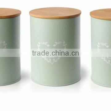 Colorful Canister With Wood Lid photo-4