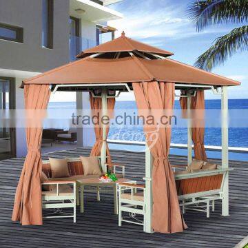 Luxurious hexagonal canopy beach iron gazebo tent