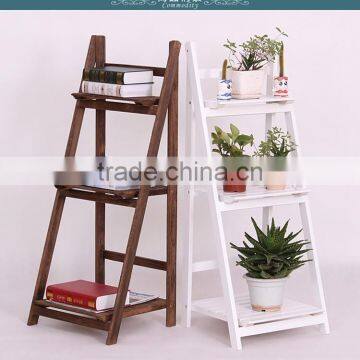 Wooden Folding Bookcase Rack and Lving Room Wooden Flower Planter Furniture photo-2