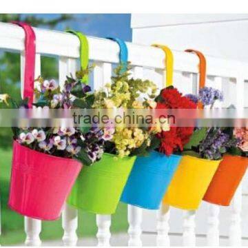 Flower Pot, Balcony Flower Pot, Metal Flower Pot with Hook, Colorful, Planter, Garden Pot