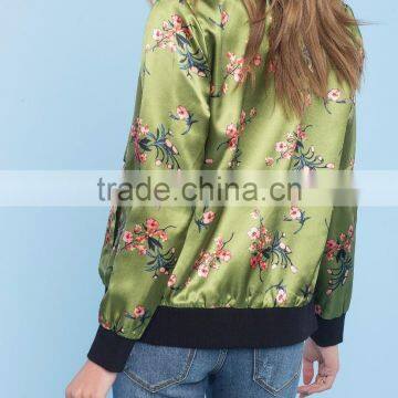 2016 Factory Price Life Bomber Green Printed Smart Ladies Jacket photo-3