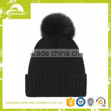 Multifunctional Plastic knit beanie with fur pom ball hat