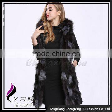 CX-G-B-174 Women Autumn Fashion Fox Fur Vest Woman Hoodies photo-3