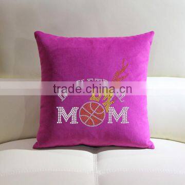 Basketball Rhinestone Motif Cotton Throw Pillow