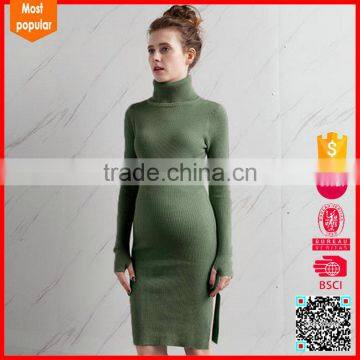 New arrival women warm high neck long clothes maternity dress