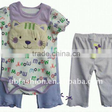 100% cotton full print baby clothes with bib