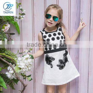 T16349 Summer Sleeveless A Shape Jacquard Embroidery Baby Girl Dress Patterns Kids Dress Collection With Polka Dot