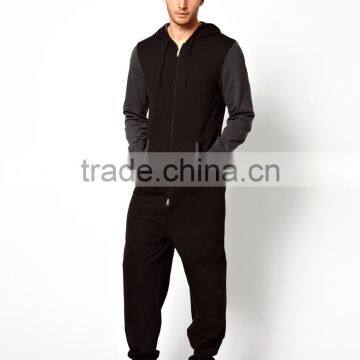 Custom men adult onesie with contrast sleeves